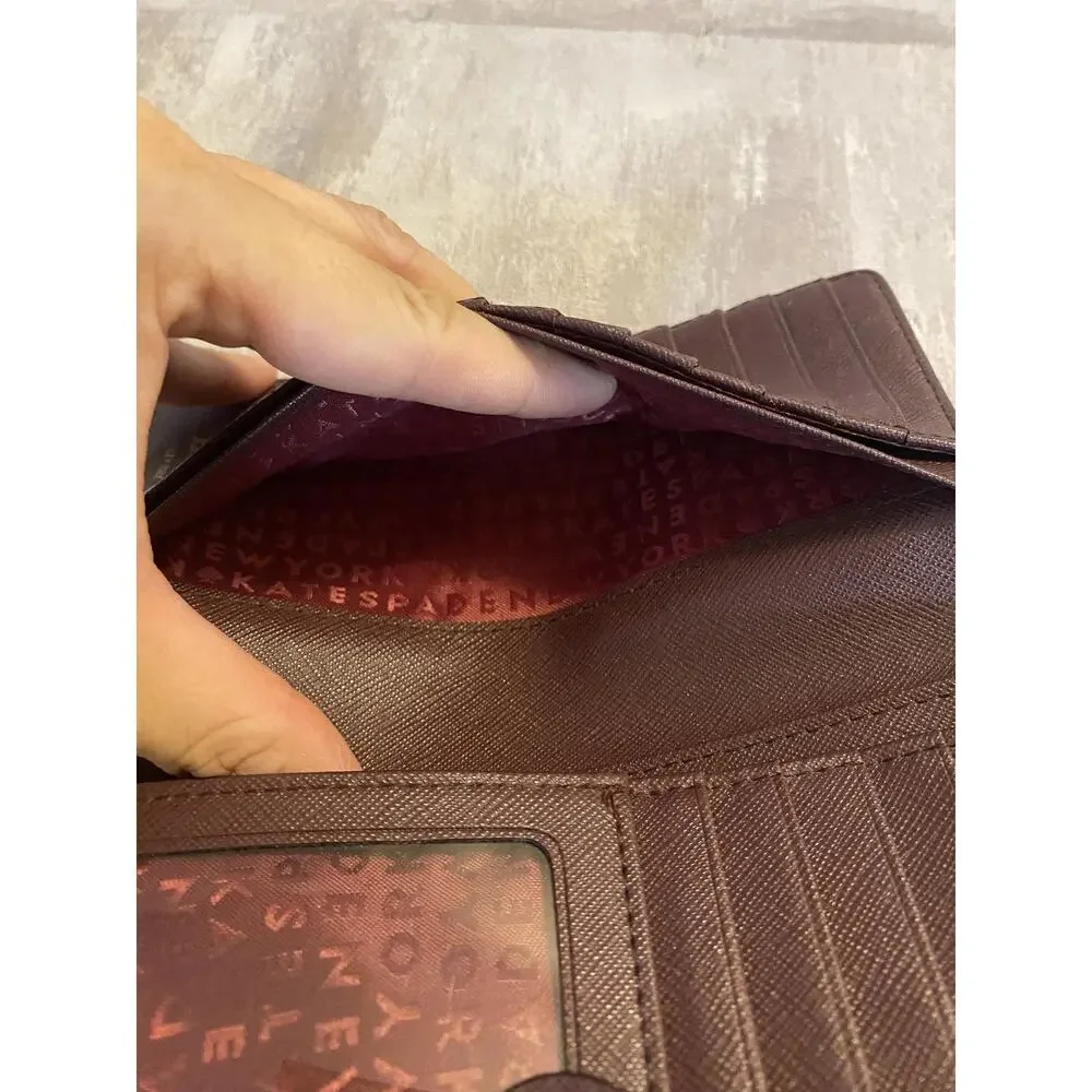 Kate Spade New York Wallet Womens Burgundy Saffiano Continental Zip Pocket - Picture 9 of 13